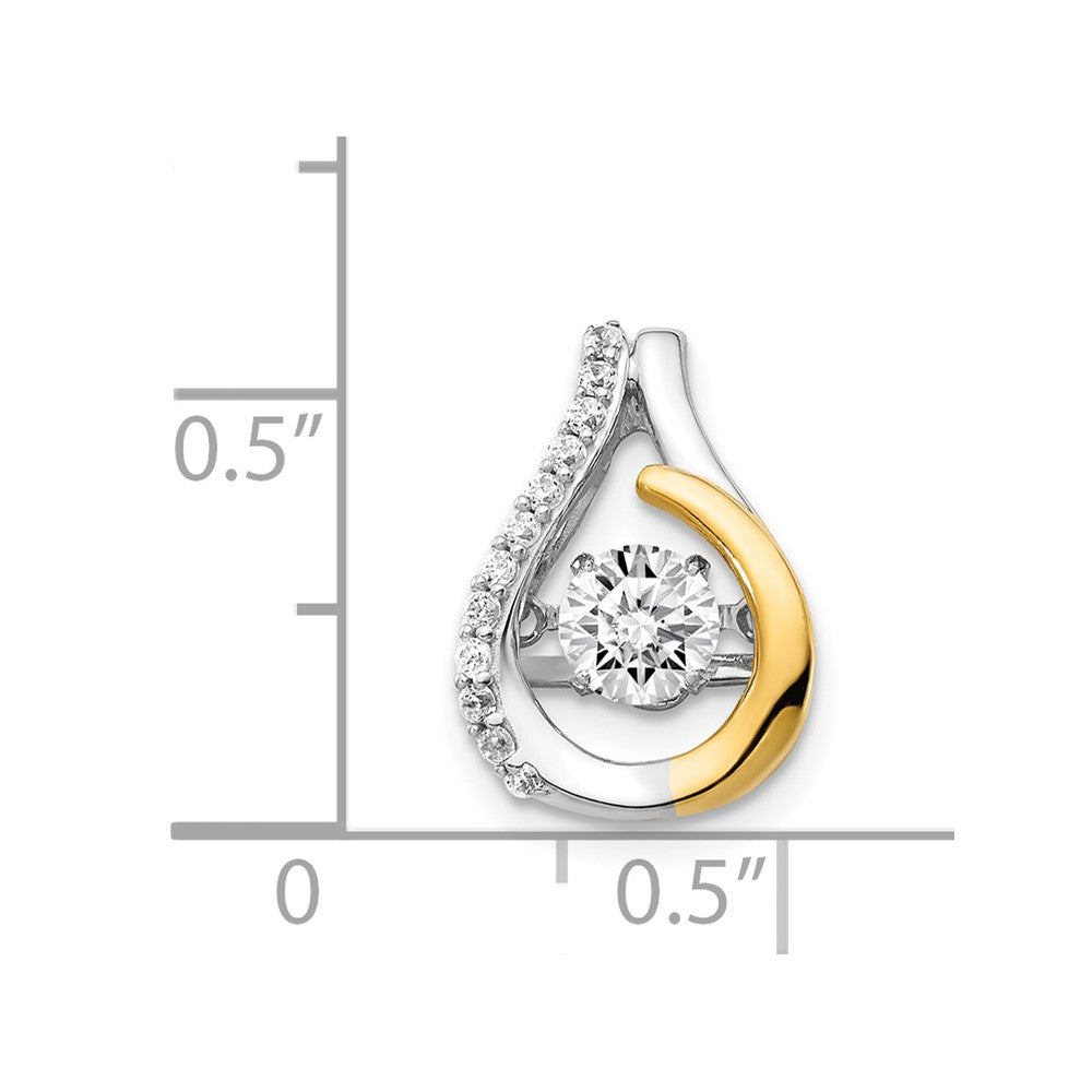 14K Bicolor Gold Anhänger mit 0,5 ct. lebhaften echten Diamanten in Tropfenform zum Gleiten