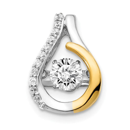 14K Bicolor Gold Anhänger mit 0,5 ct. lebhaften echten Diamanten in Tropfenform zum Gleiten