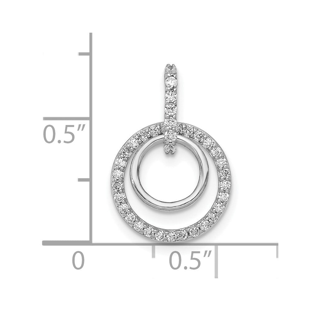 10K Weißgold 1/4ct. Diamant Doppelt Kreis Hängend Anhänger