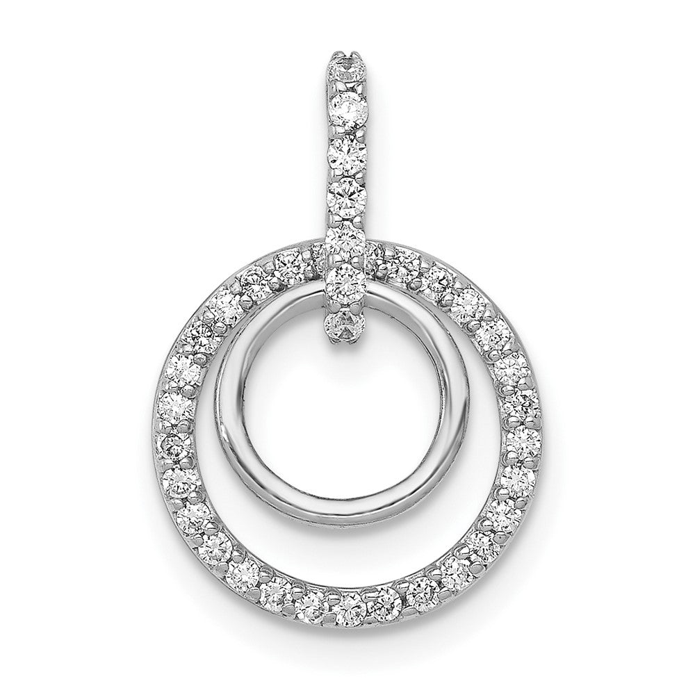 10K Weißgold 1/4ct. Diamant Doppelt Kreis Hängend Anhänger