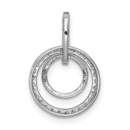 14 Karat Weißgold Doppelkreis-Anhänger mit 0,25 ct. echten Diamanten, baumelnd