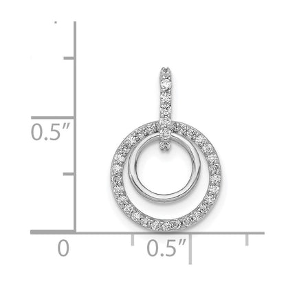 14 Karat Weißgold Doppelkreis-Anhänger mit 0,25 ct. echten Diamanten, baumelnd