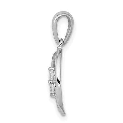 14K Weißgold Polierter Ovaler Anhänger mit 0,125 ct. Echtem Diamant