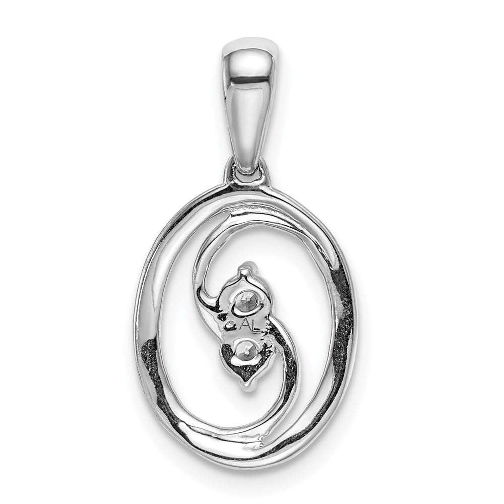 14K Weißgold Polierter Ovaler Anhänger mit 0,125 ct. Echtem Diamant