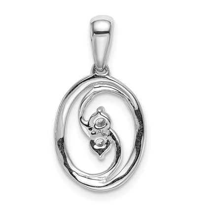 14K Weißgold Polierter Ovaler Anhänger mit 0,125 ct. Echtem Diamant