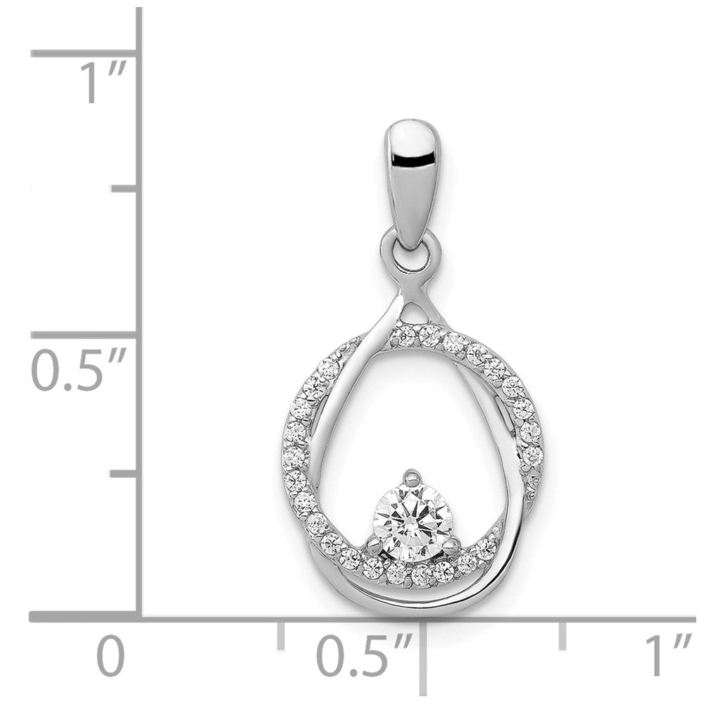 14K Weißgold Anhänger mit 0,33 ct. echten Diamanten, Kreis- und Tropfen-Design