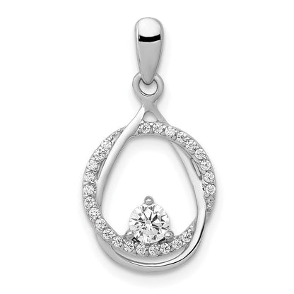 14K Weißgold Anhänger mit 0,33 ct. echten Diamanten, Kreis- und Tropfen-Design