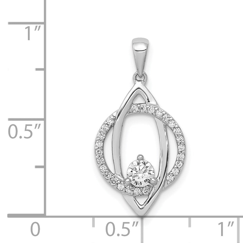 14K Weißgold Anhänger mit 0,3 ct. echtem Diamant, ausgefallener Kreis-Form
