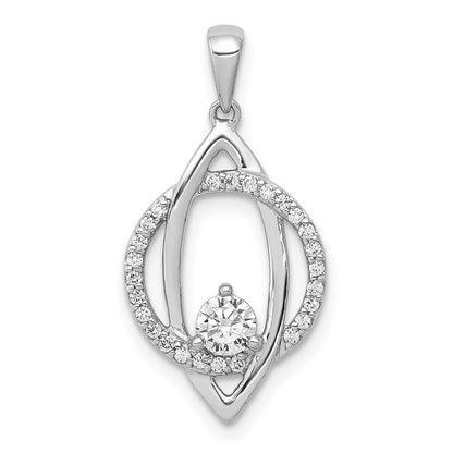 14K Weißgold Anhänger mit 0,3 ct. echtem Diamant, ausgefallener Kreis-Form