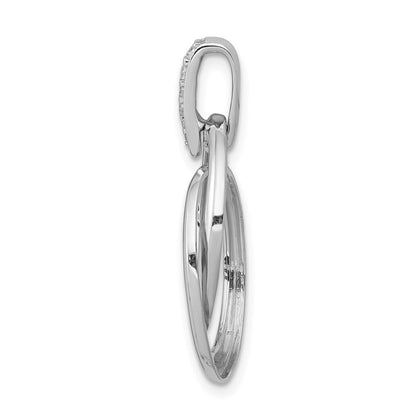 14K Weißgold Anhänger mit 0,05 ct. echtem Diamant, doppeltes Oval