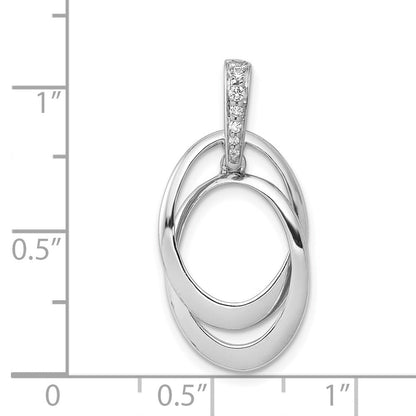 14K Weißgold Anhänger mit 0,05 ct. echtem Diamant, doppeltes Oval