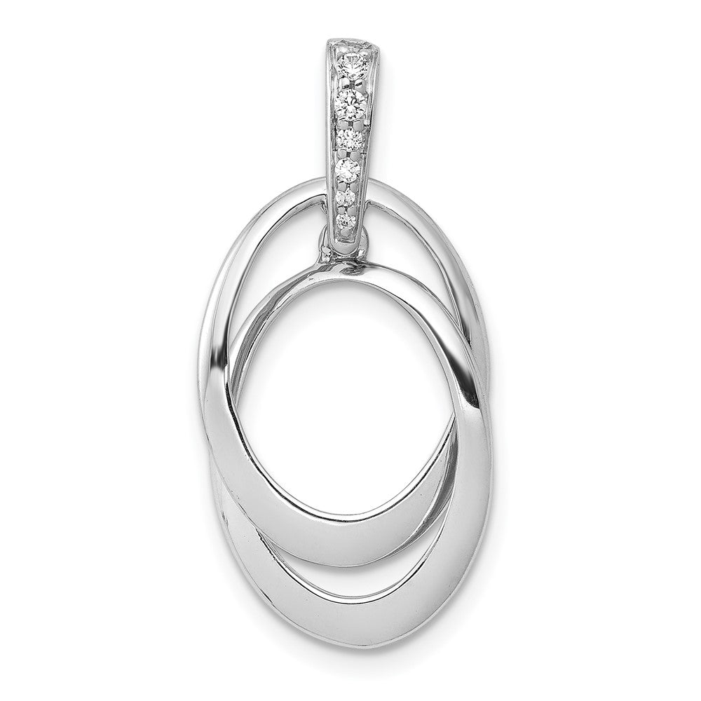 14K Weißgold Anhänger mit 0,05 ct. echtem Diamant, doppeltes Oval