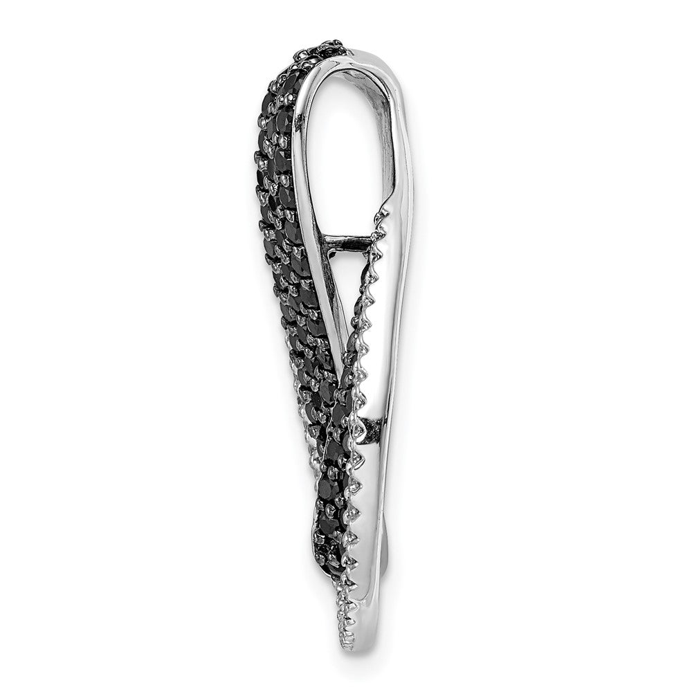 14K Weißgold 1 1/10ct. Schwarz und Weiß Echt Diamant Gedreht Loop Anhänger