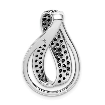 14K Weißgold 1 1/10ct. Schwarz und Weiß Echt Diamant Gedreht Loop Anhänger