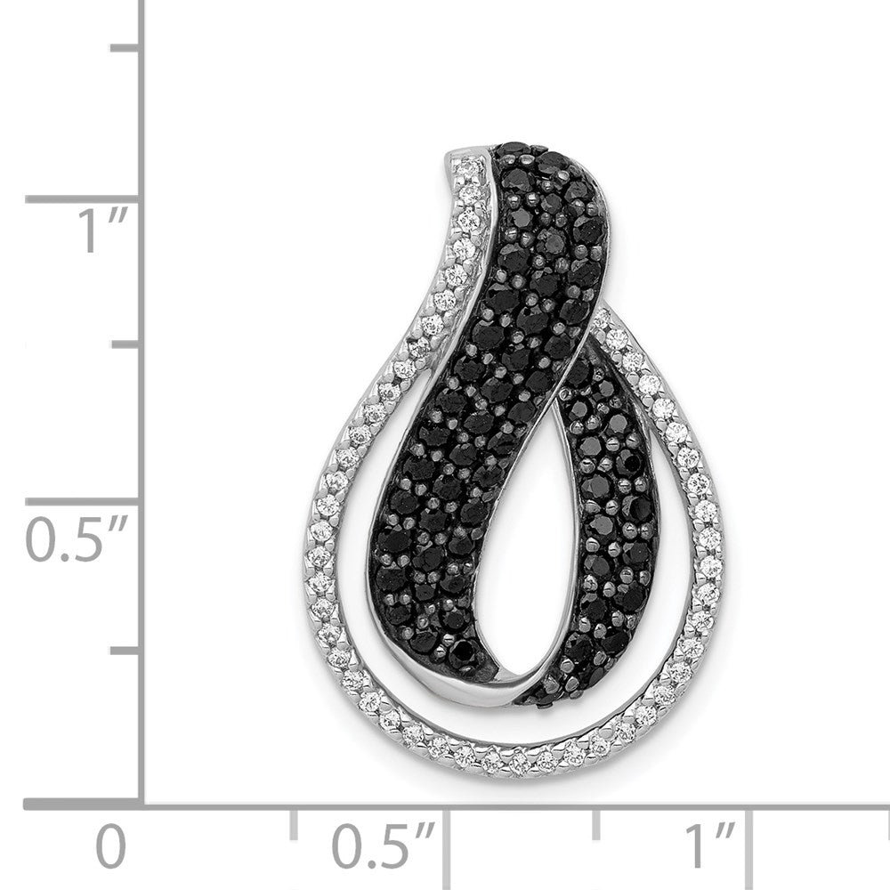 14K Weißgold 1 1/10ct. Schwarz und Weiß Echt Diamant Gedreht Loop Anhänger