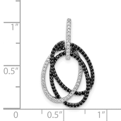 14K Weißgold Anhänger mit verschlungenen Ovalen, 0,33 ct. weißen/schwarzen echten Diamanten