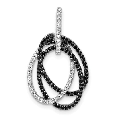 14K Weißgold Anhänger mit verschlungenen Ovalen, 0,33 ct. weißen/schwarzen echten Diamanten