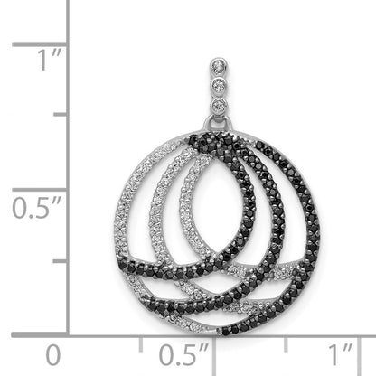14 Karat Weißgold Anhänger, verzierter Kreis, mit 0,375 ct. weißen und schwarzen echten Diamanten