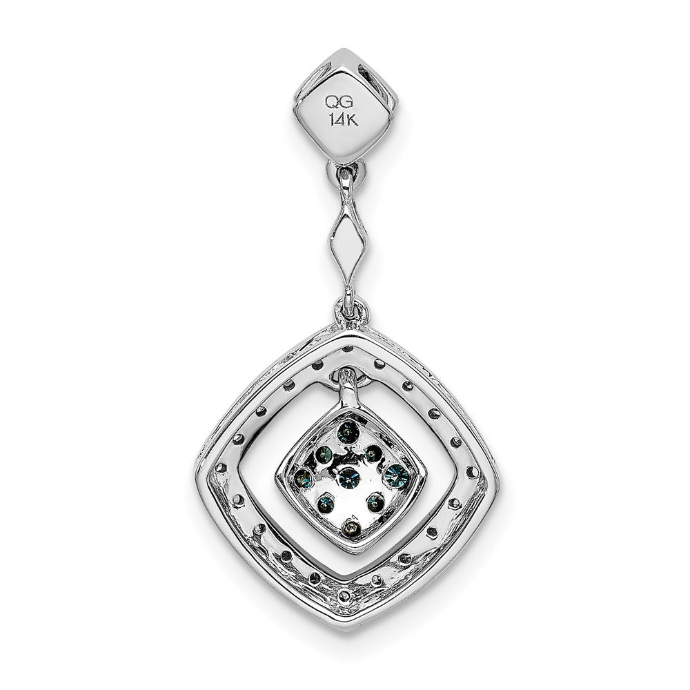 14K Weißgold 14K Weißgold 1/4ct. Weiß und Blau Diamant Hängend Anhänger