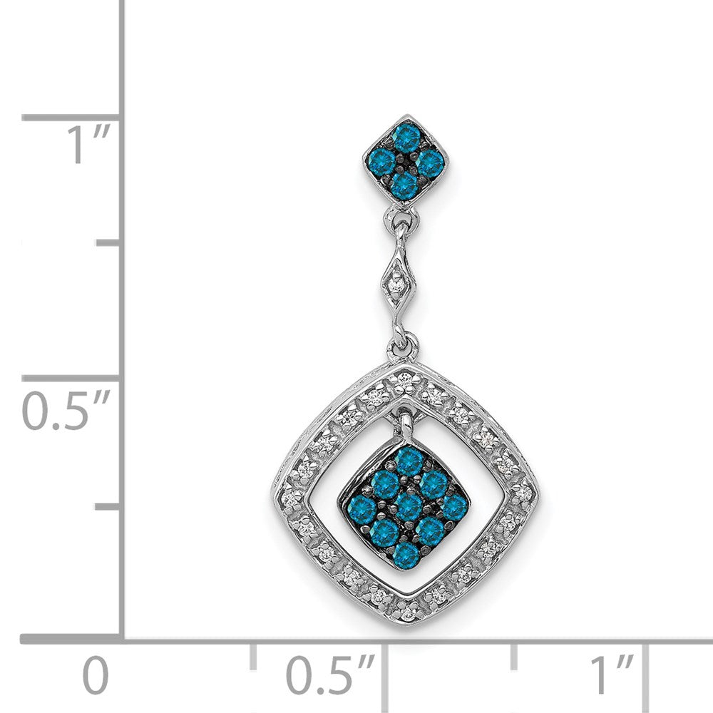 14K Weißgold 14K Weißgold 1/4ct. Weiß und Blau Diamant Hängend Anhänger