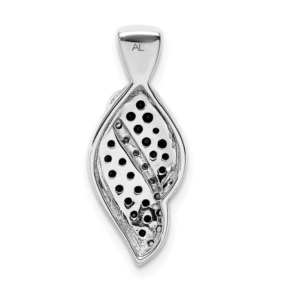 14K Weißgold 1/3ct. Weiß und Schwarz Echt Diamant Fantasie Curve Kette Anhänger