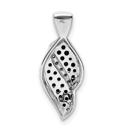 14K Weißgold 1/3ct. Weiß und Schwarz Echt Diamant Fantasie Curve Kette Anhänger