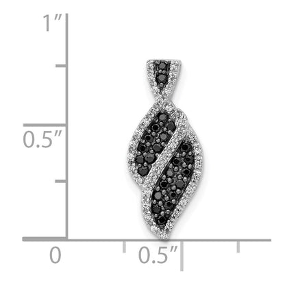 14K Weißgold 1/3ct. Weiß und Schwarz Echt Diamant Fantasie Curve Kette Anhänger