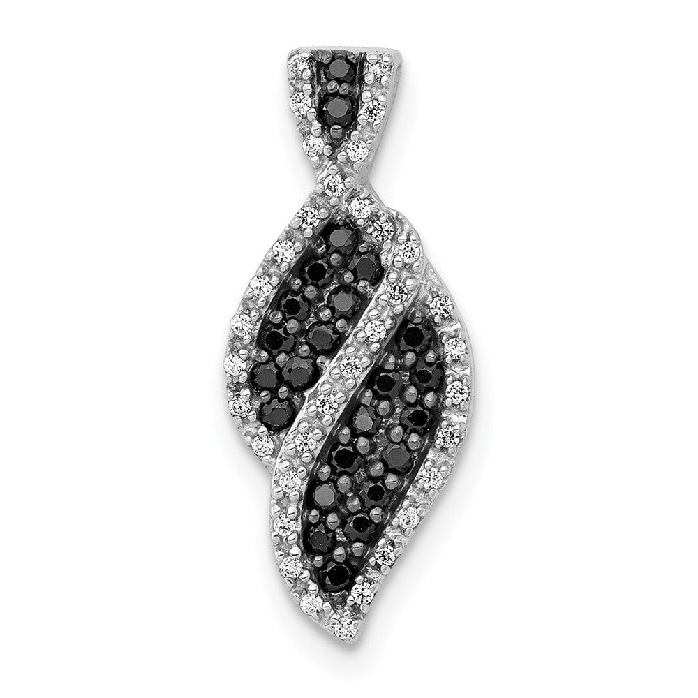 14K Weißgold 1/3ct. Weiß und Schwarz Echt Diamant Fantasie Curve Kette Anhänger