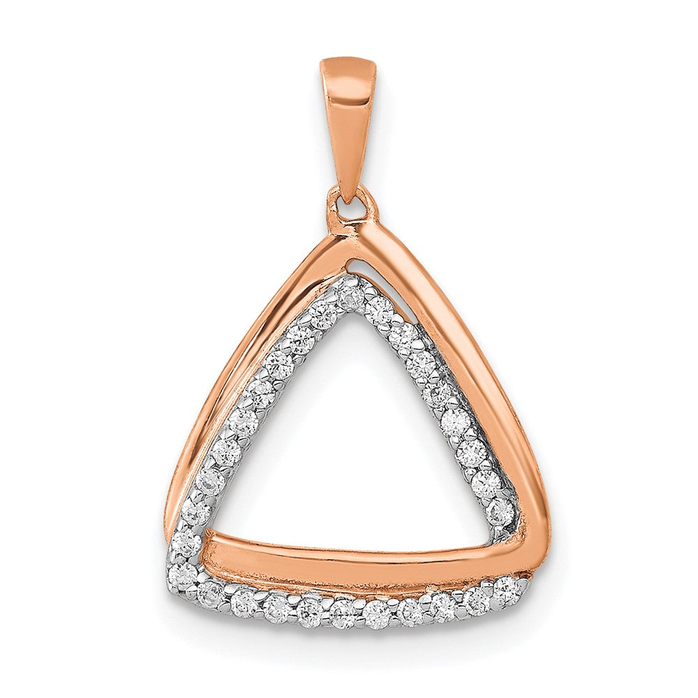 14K Roségold 0,16 ct. Echter Diamant Doppel-Dreieck-Anhänger