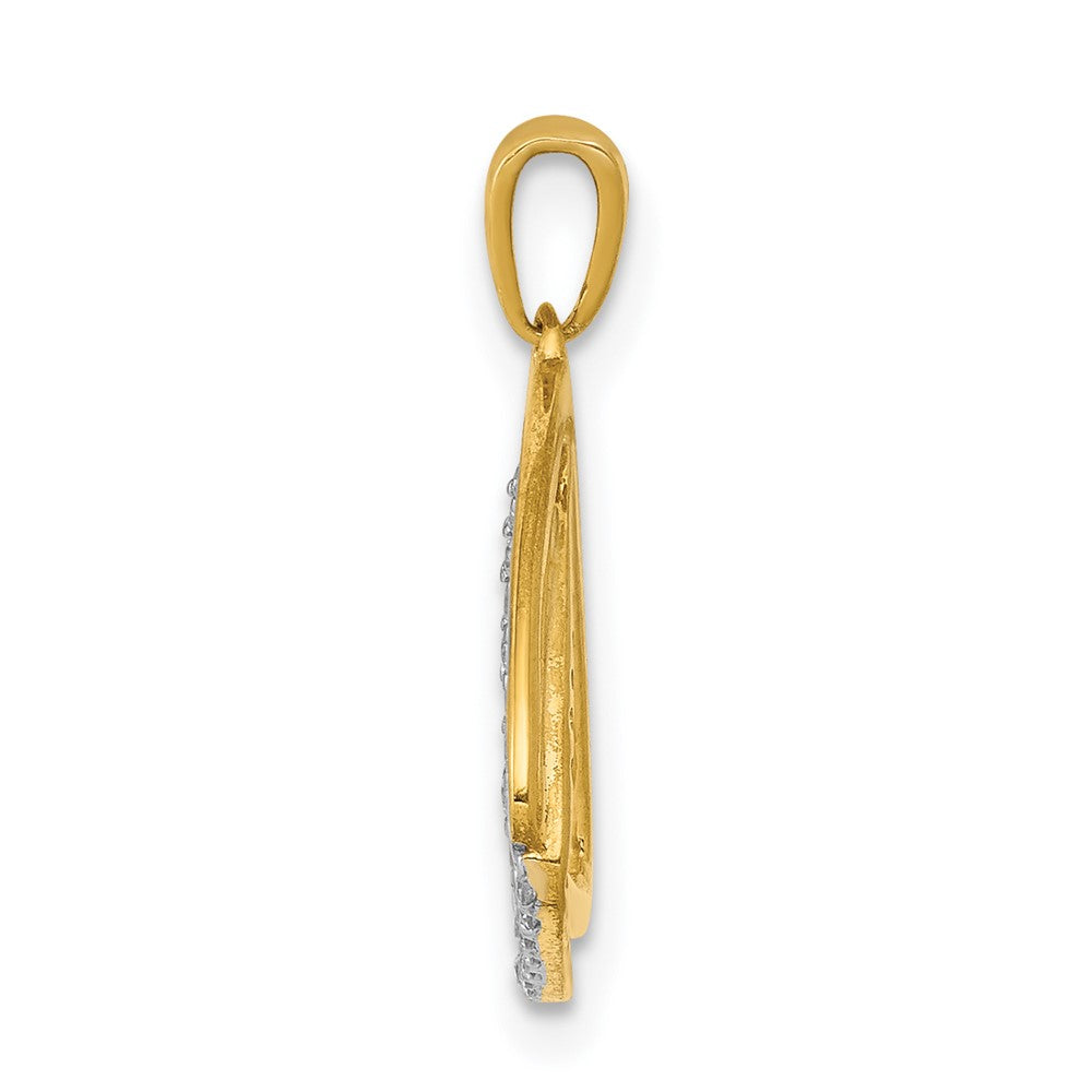 14K Gelbgold 1/6ct. Echt Diamant Doppelt Dreieck Anhänger