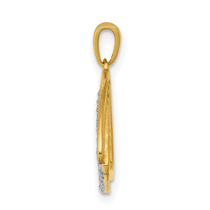 14K Gelbgold 1/6ct. Echt Diamant Doppelt Dreieck Anhänger