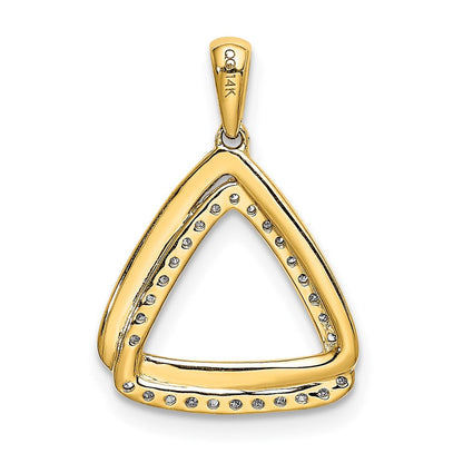 14K Gelbgold 1/6ct. Echt Diamant Doppelt Dreieck Anhänger