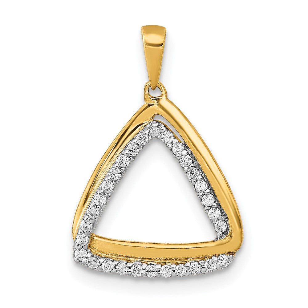 14K Gelbgold 1/6ct. Echt Diamant Doppelt Dreieck Anhänger