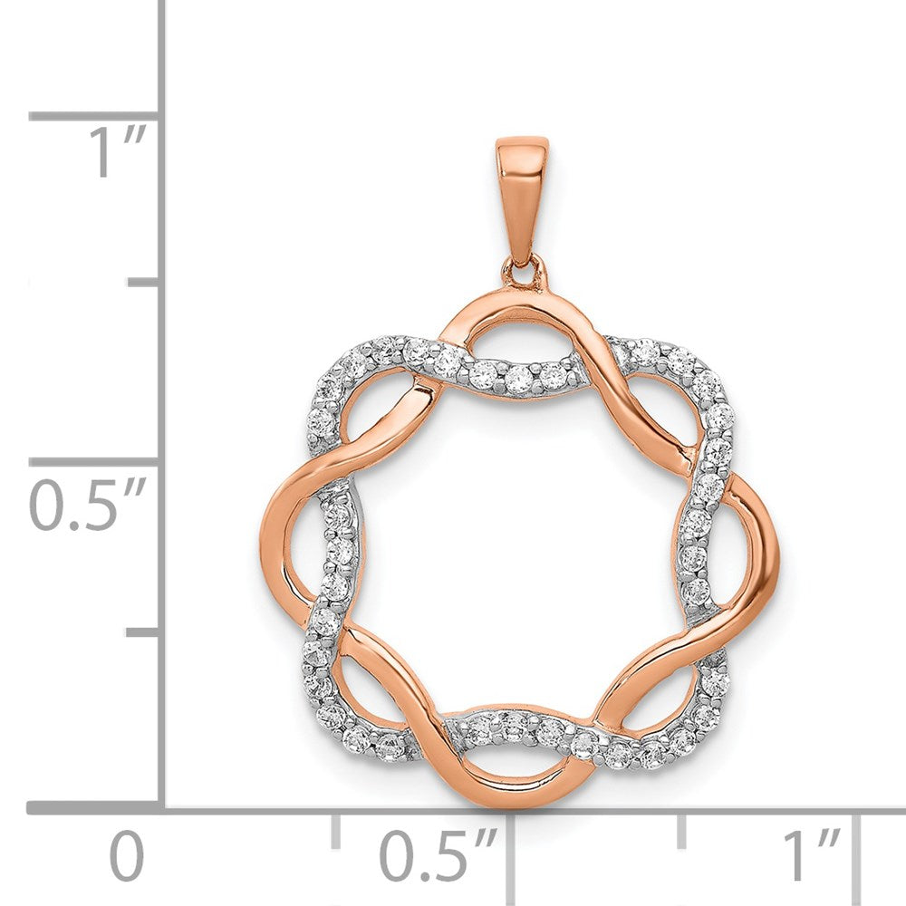 14K Roségold Anhänger mit 0,2 ct. echtem, verschlungenem Diamant