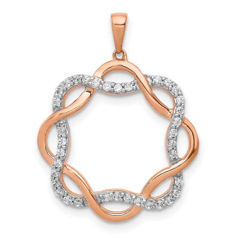 14K Roségold Anhänger mit 0,2 ct. echtem, verschlungenem Diamant