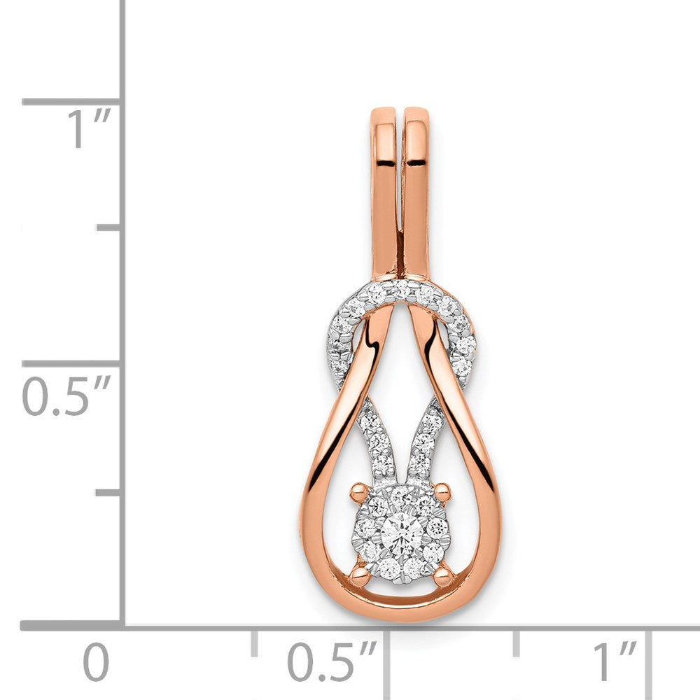 14K Roségold Diamant-Quadratknoten-Gleitanhänger, 0,16 ct., echte Diamanten