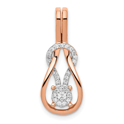 14K Roségold 0,16 ct. Laborgezüchteter Diamant VS/SI+ G+ Komplett-Knoten-Ketten-Gleitanhänger