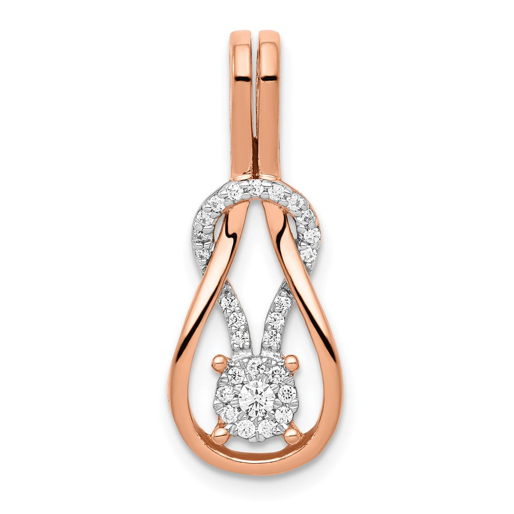 14K Roségold Diamant-Quadratknoten-Gleitanhänger, 0,16 ct., echte Diamanten