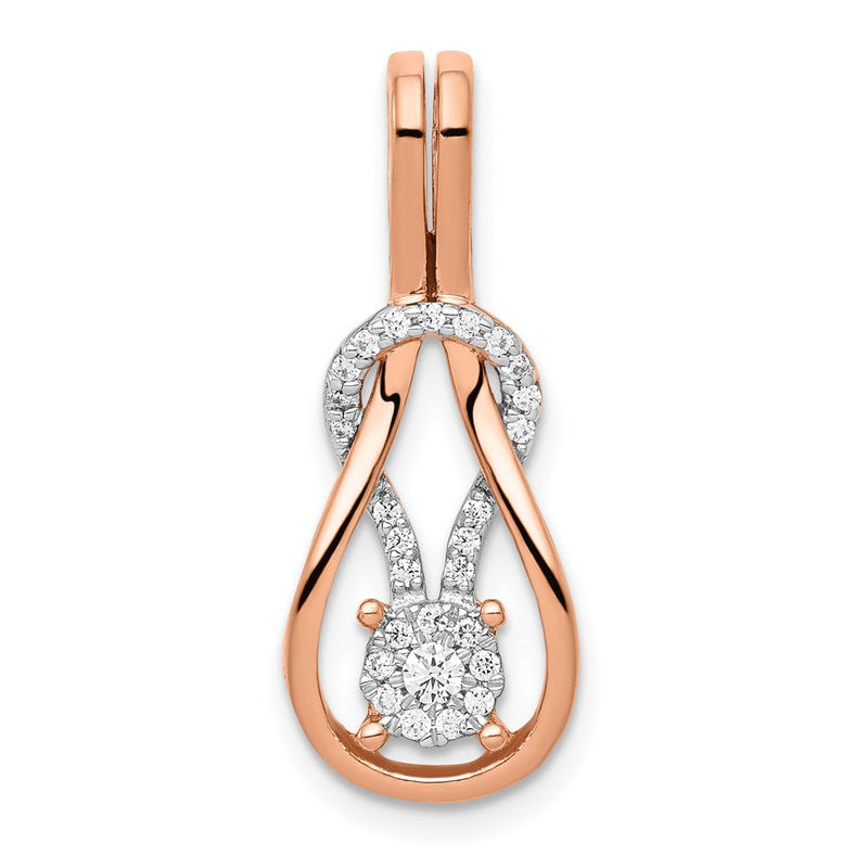 14K Roségold Diamant-Quadratknoten-Gleitanhänger, 0,16 ct., echte Diamanten