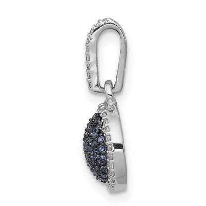 14K Weißgold 14K Weißgold Weiß/blue Diamant Kreis Cluster Anhänger