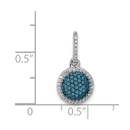14K Weißgold 14K Weißgold Weiß/blue Diamant Kreis Cluster Anhänger