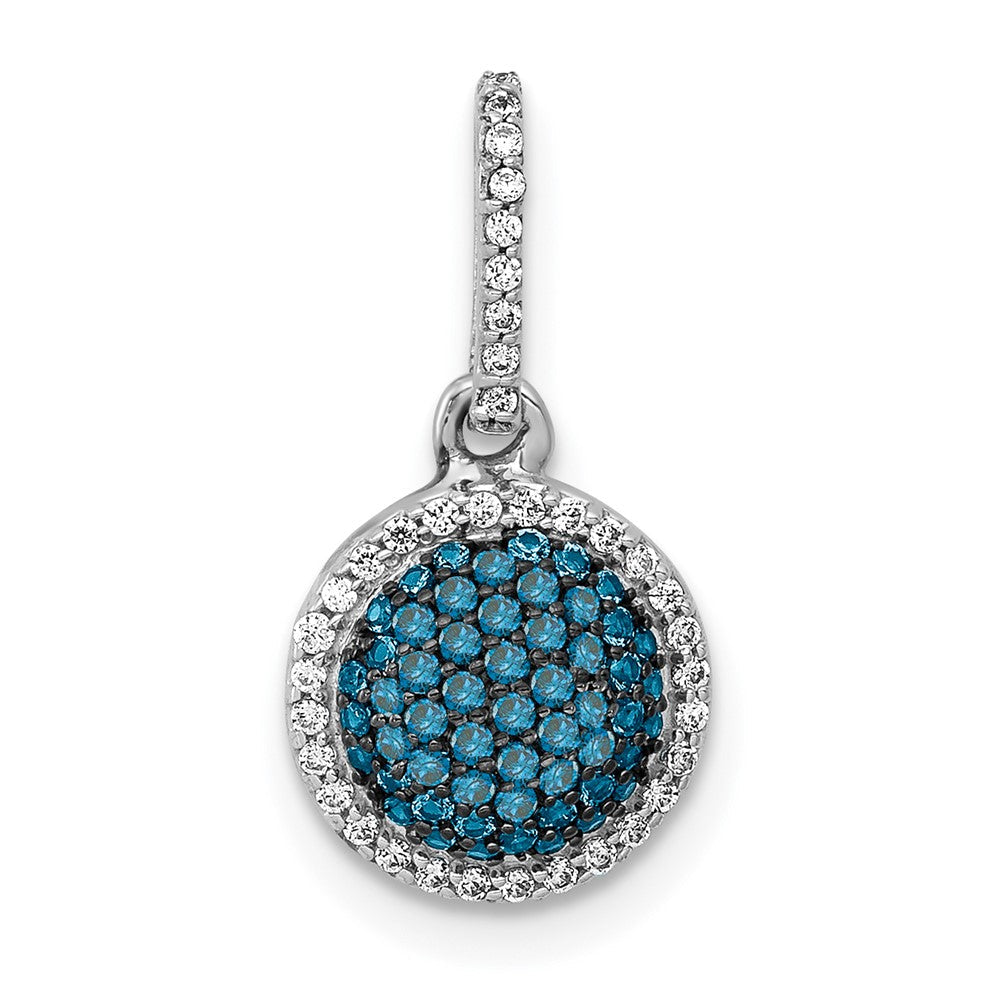 14K Weißgold 14K Weißgold Weiß/blue Diamant Kreis Cluster Anhänger