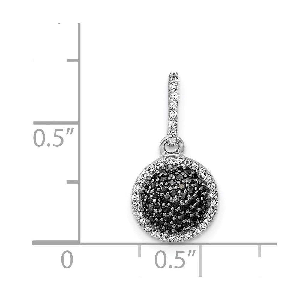 14K Weißgold Kreis-Cluster-Anhänger mit echten weißen/schwarzen Diamanten