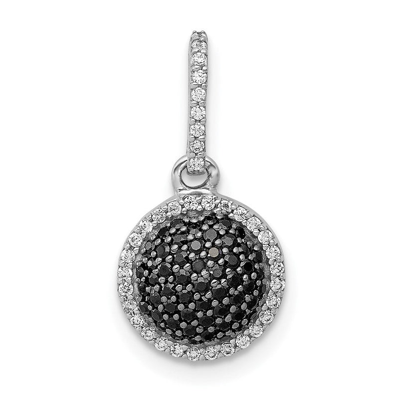 14K Weißgold Kreis-Cluster-Anhänger mit echten weißen/schwarzen Diamanten