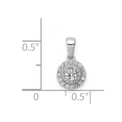 14K Weißgold Anhänger mit 0,25 ct. echten Diamanten, rund, Halo-Cluster-Design