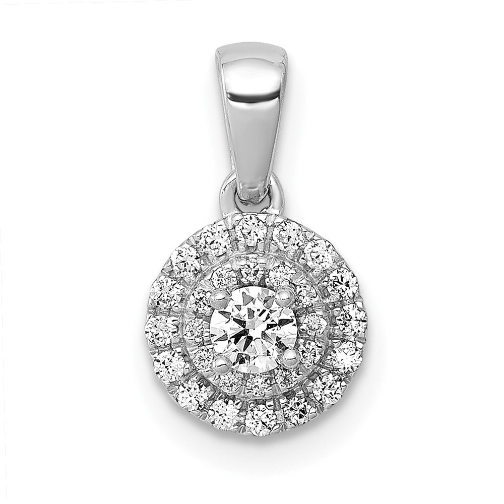 14K Weißgold Anhänger mit 0,25 ct. echten Diamanten, rund, Halo-Cluster-Design