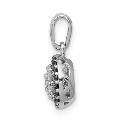 14K Weißgold Anhänger mit Kreis-Cluster aus 0,25 ct. echten schwarzen/weißen Diamanten