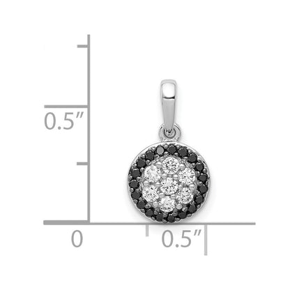 14K Weißgold Anhänger mit Kreis-Cluster aus 0,25 ct. echten schwarzen/weißen Diamanten