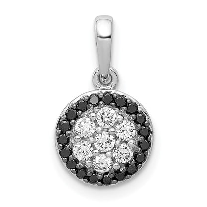 14K Weißgold Anhänger mit Kreis-Cluster aus 0,25 ct. echten schwarzen/weißen Diamanten