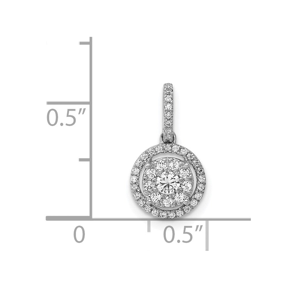 14k Weißgold 0,25 ct. Echter Diamant Rund Halo Cluster Anhänger